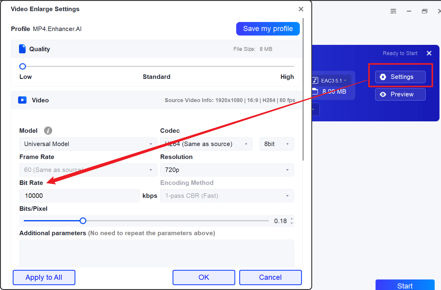 how to change video bitrate-step2