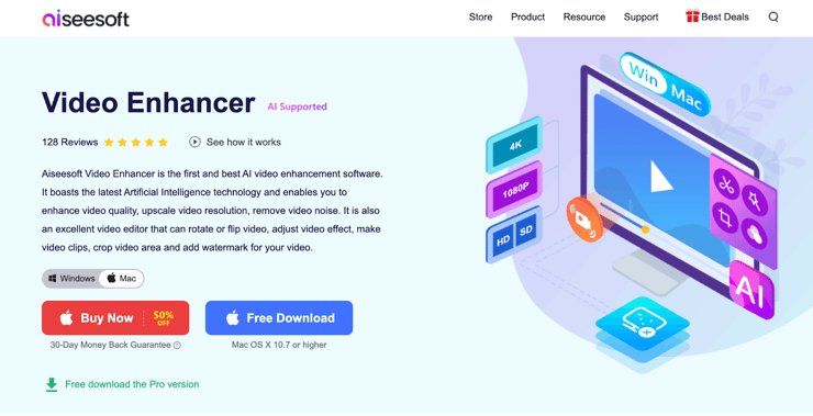 aiseesoft video enhancer website screenshot