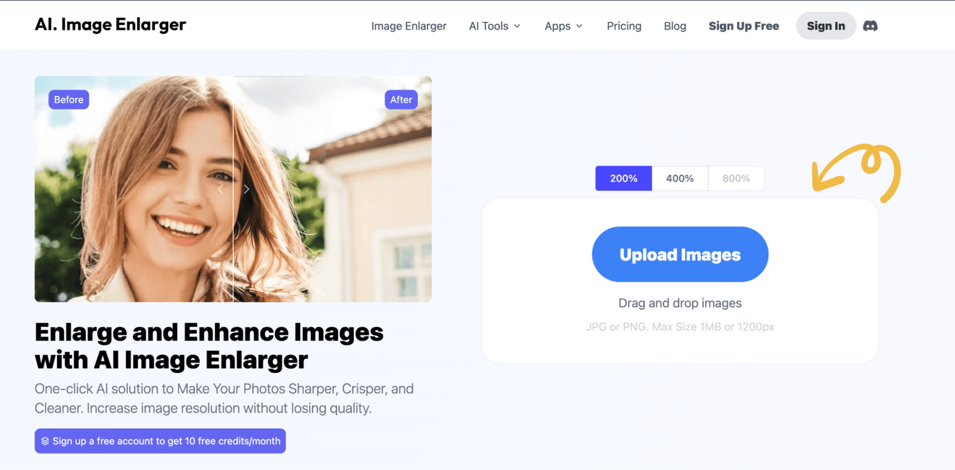 AI. Image Enlarger interface