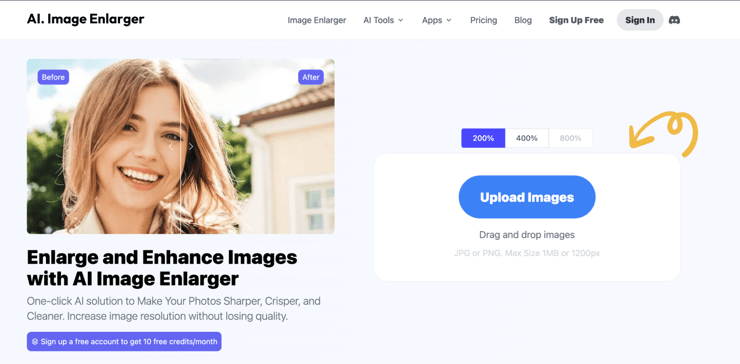 AI. Image Enlarger interface