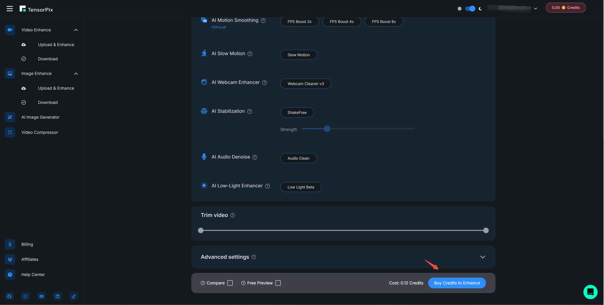 tensorpix download settings