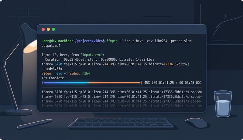 Konzept FFmpeg HEVC zu MP4 libx264 Befehl