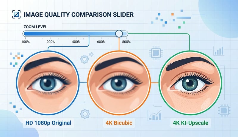 Konzept Pixel-Detail-Vergleich HD zu 4K