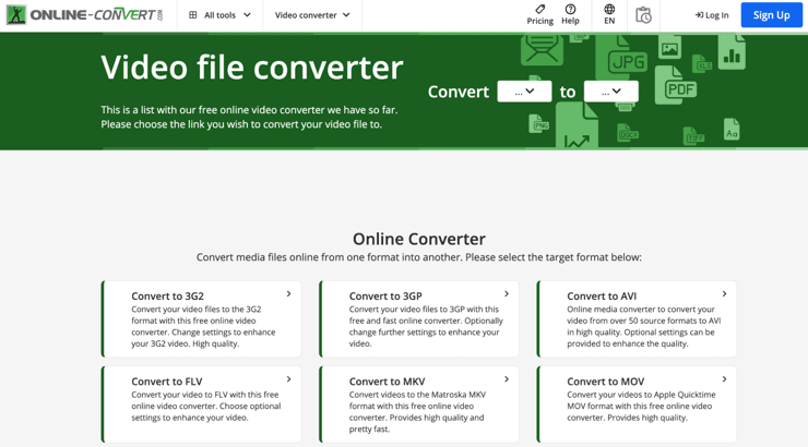 Online-Convert change video resolution-step1