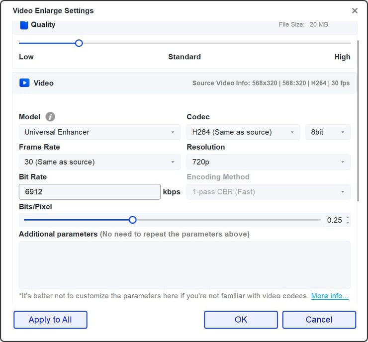 parameter settings