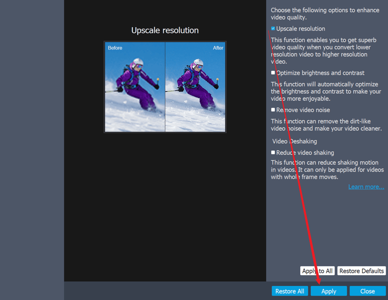 aiseesoft video enhancer step 3