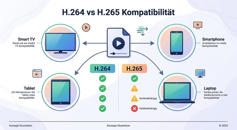 Konzept Geräte-Kompatibilität H264 vs H265