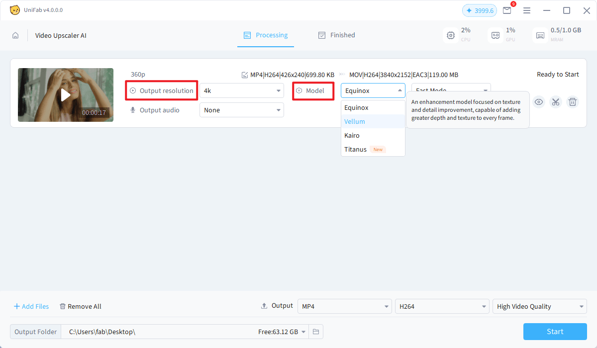 how to upscale video using unifab - step2
