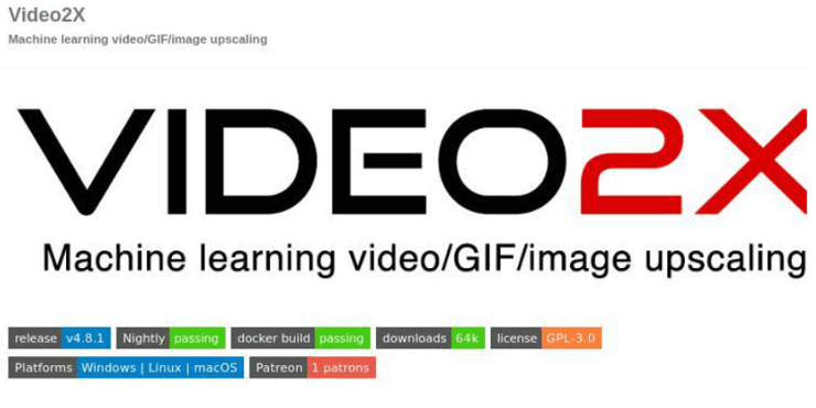 video 2x open source video upscaler