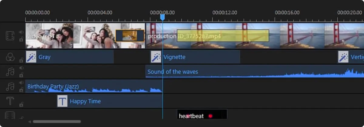 video editing timeline interface