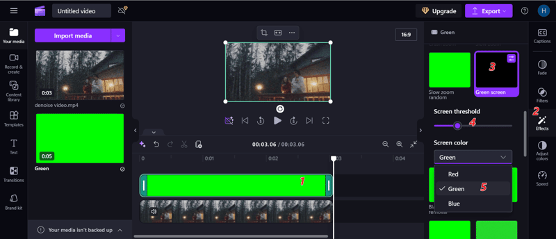 Clipchamp green screen-step4