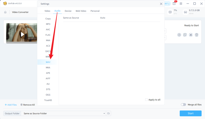 convert youtube video to wav