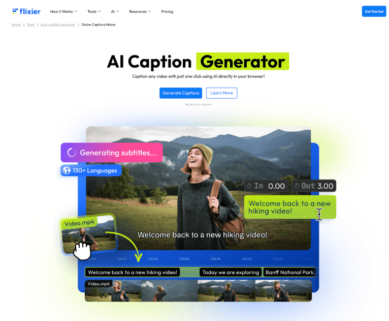 Flixier AI Caption Generator