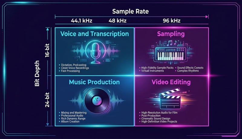 Sample rate and bit depth decision matrix