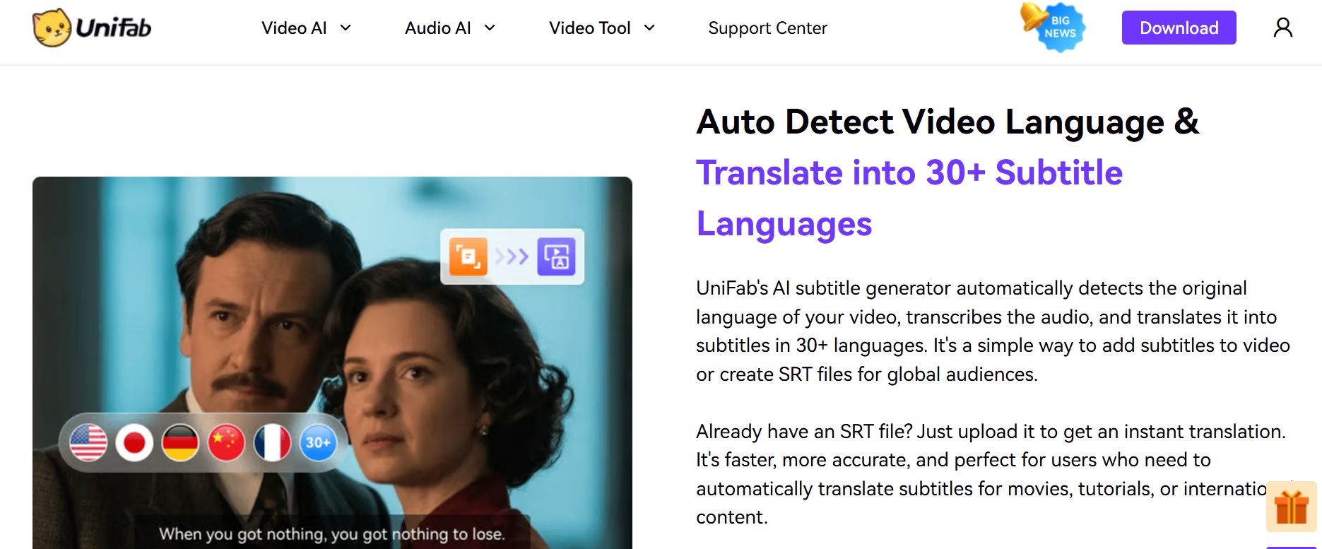 Unifab ai video translator