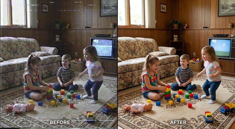 VHS-Aufnahme restauriert — 480p VHS-Quelle vs HD KI-restauriert