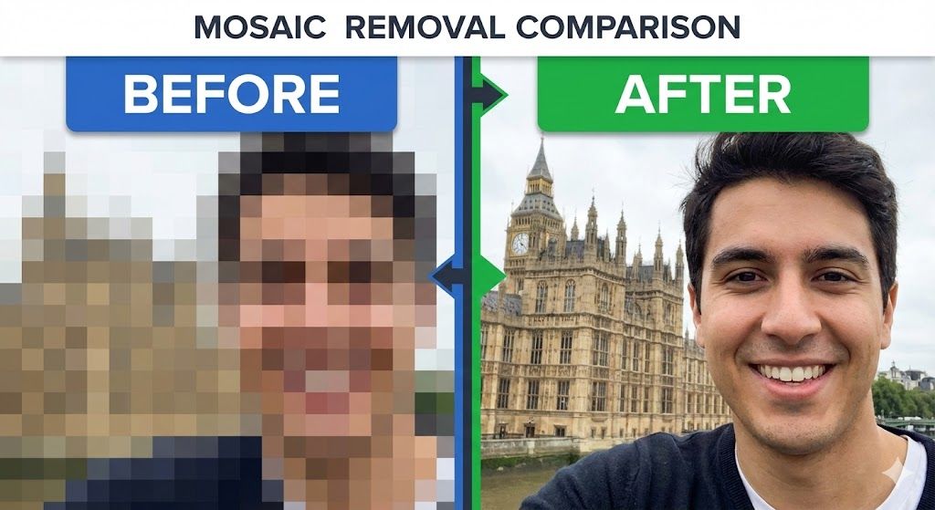 動画の前後フレームを参照して見た目を整えるAI補正例
