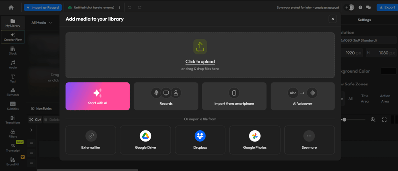 how to use flixier - step1