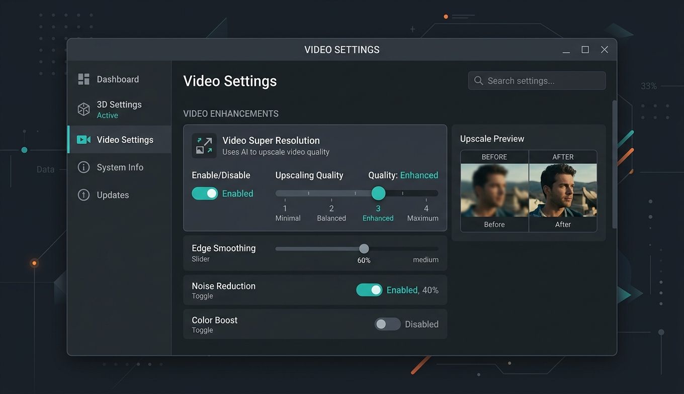 NVIDIA RTX Video Super Resolution Einstellungen für Browser-Upscaling