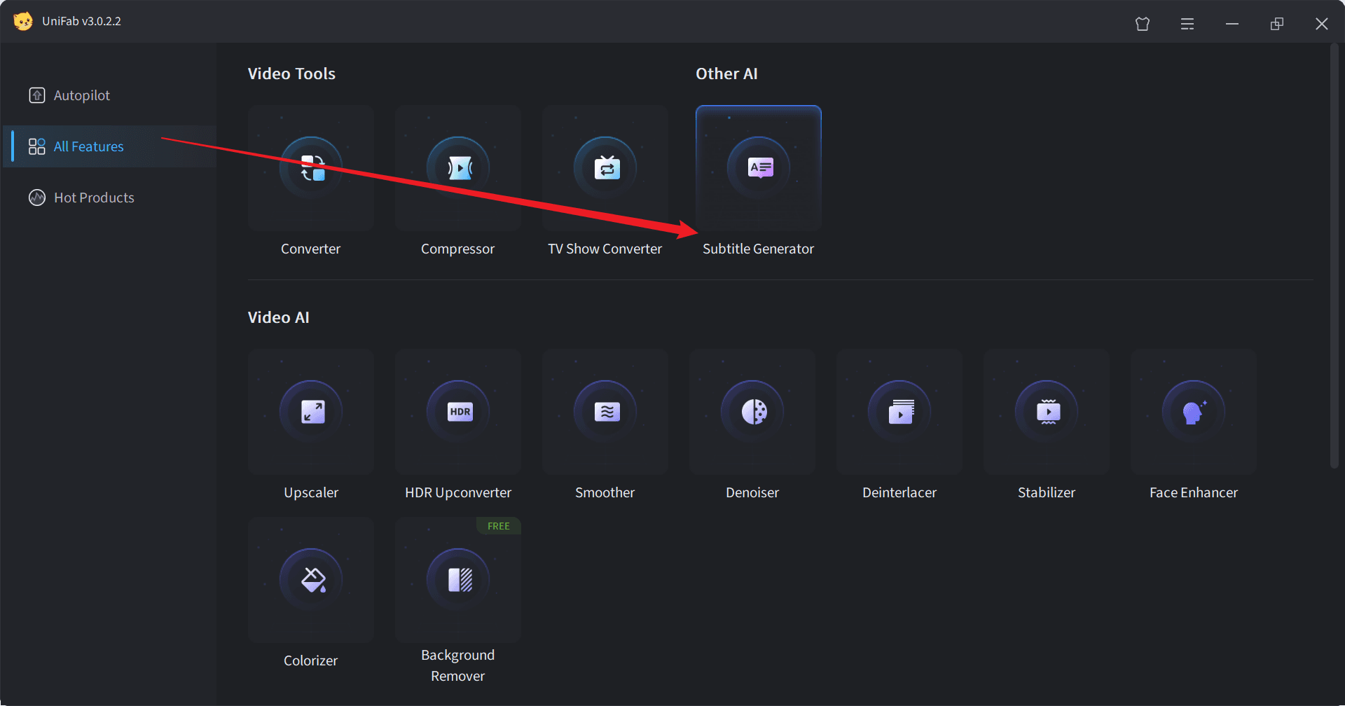 how to add subtitles to a video in UniFab - step1