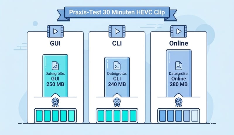 Konzept Praxis-Test HEVC zu MP4 3-Methoden