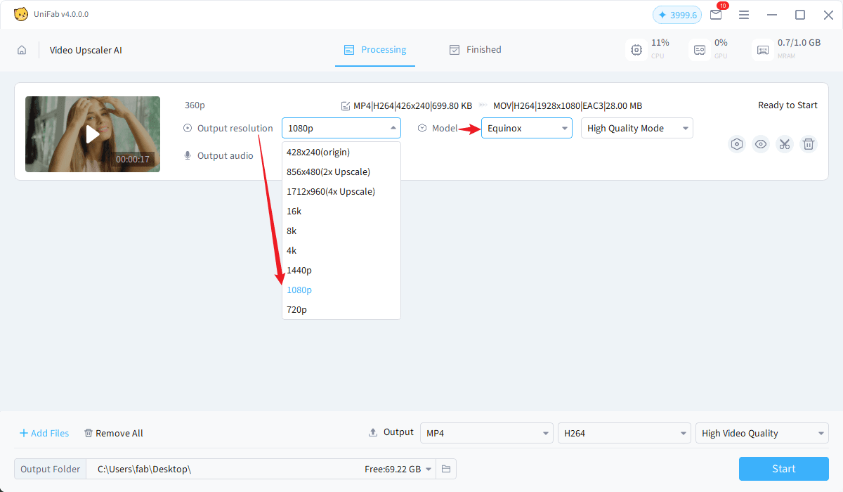 how to upscale 480p to 1080p - step 2