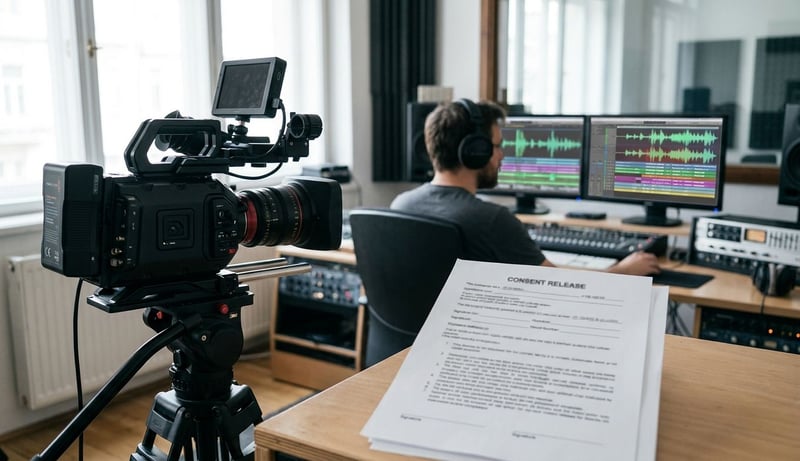 Konzeptbild für einen Rechte- und Freigabe-Workflow vor der YouTube-Übersetzung