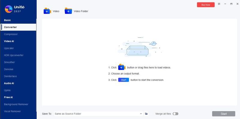 UniFab Video Converter Interface