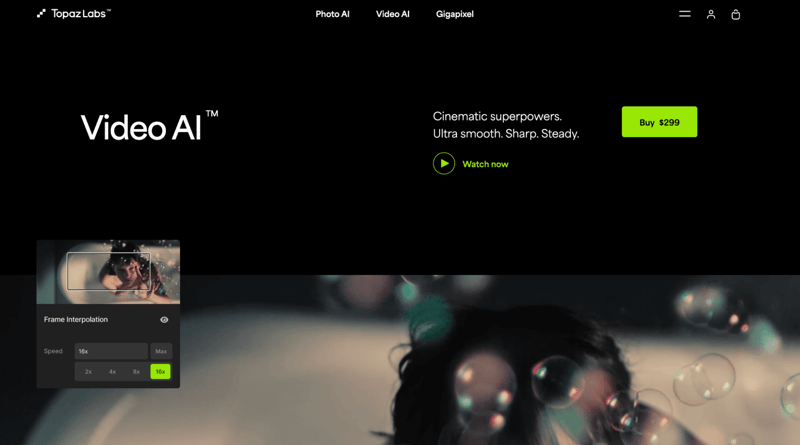 topaz video AI website screenshot