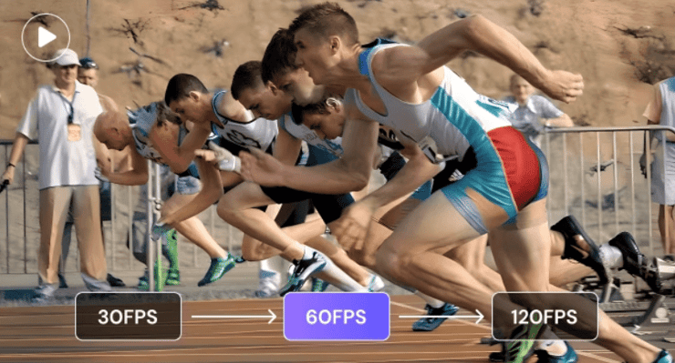 Runners starting race with FPS media.io comparison