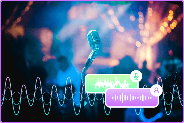 Microphone with audio waveforms overlay