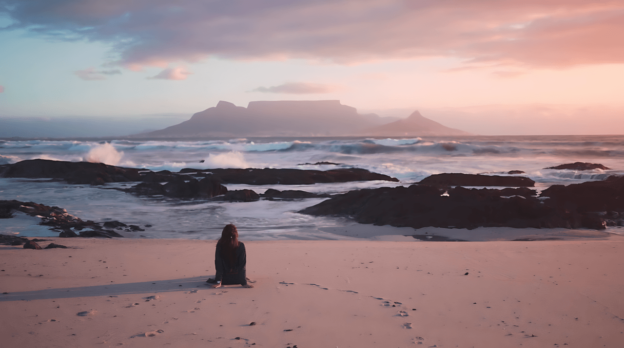 Person-on-beach-at-sunset-with-high-quality
