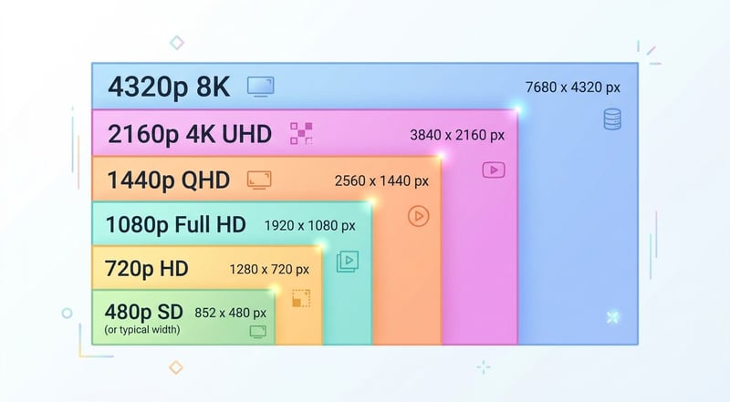 Konzept 6 Auflösungs-Standards Pixel-Vergleich