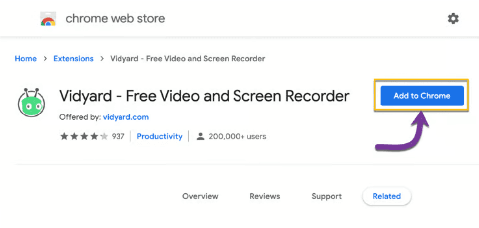 how to screen record with sound using vidyard browser extension-step1