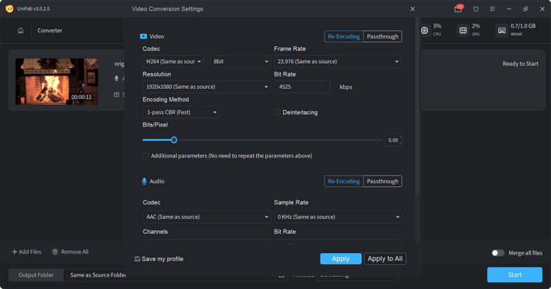 how to convert video with UniFab - step4