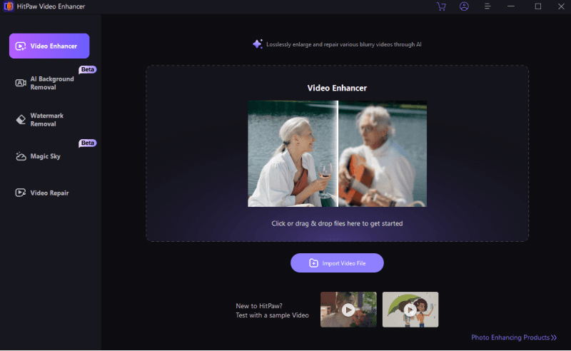 HitPaw VikPea Bedienung Schritt eins mit Videoimport per Drag and Drop