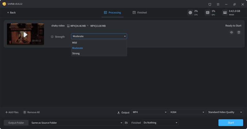 how to stabilize video with unifab - step2