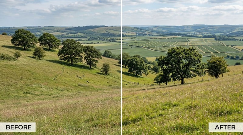 Before and after removing Veo background flicker and upscaling to 4K with UniFab