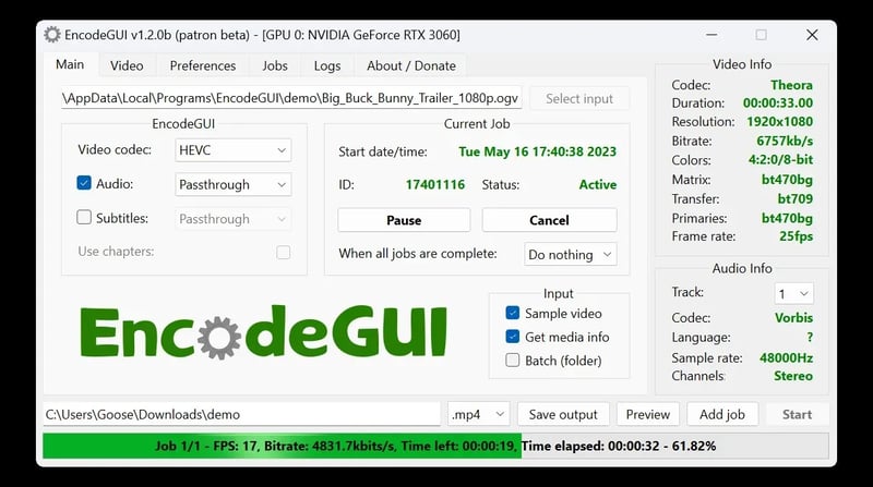 EncodeGUI video enhancer