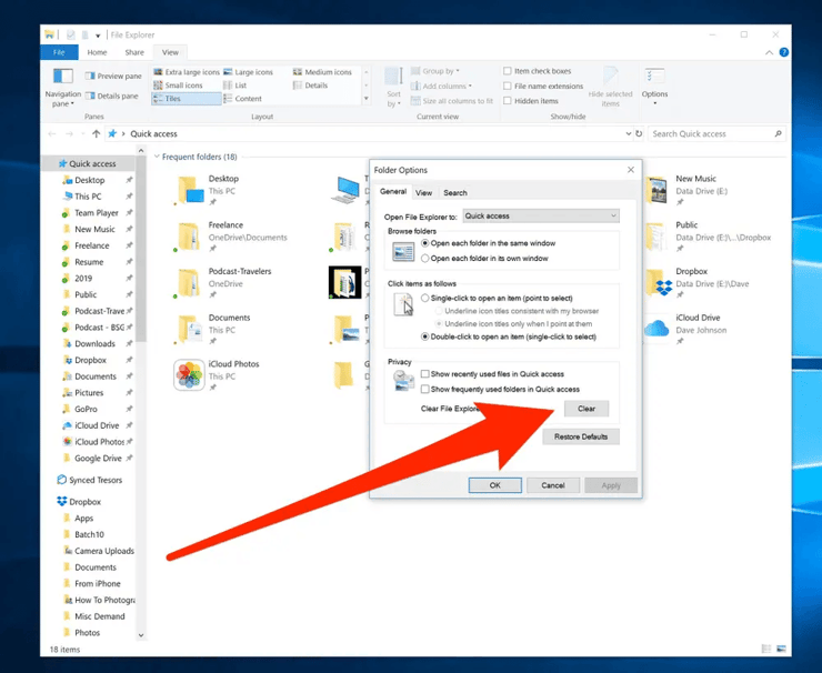 Clearing the app data on windows