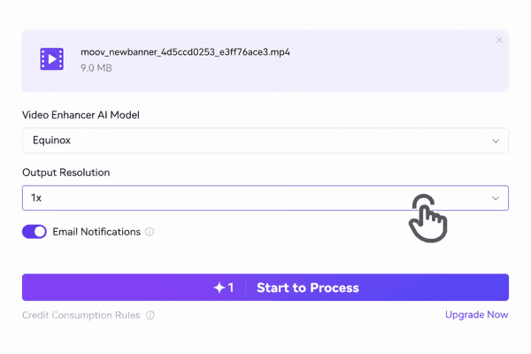 UniFab Video Enhancer AI Cloud - Step 2 Choose AI Model and Resolution