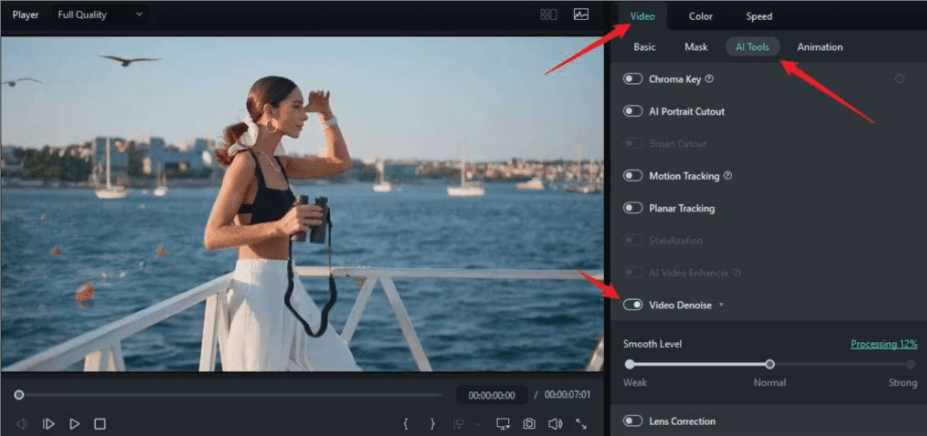 reduce video grain filmora - step3