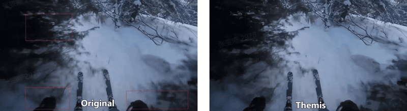 original vs. topaz video enhance ai's themis model